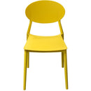 Plastic Accent Chairs with Oval Shaped Backrest, Yellow, Pack of Four-Accent Chairs-Yellow-Plastic-JadeMoghul Inc.