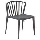 Plastic Accent Chairs with Slat Style Back Design, Gray, Pack of Four-Accent Chairs-Gray-Plastic-JadeMoghul Inc.