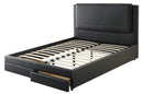 Platform Beds Pine Wood/ Bonded Leather Full Size Bed In Black Benzara