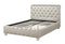 Platform Beds Polyurethane Leather Upholstered Button Tufted California King Bed, Silver Benzara
