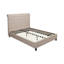 Platform Beds Poplar Wood Queen Size Tufted Upholstered Bed, Beige Benzara
