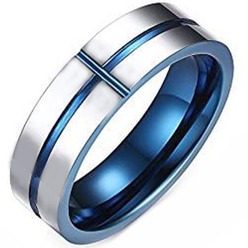 Platinum Engagement Rings White Blue Tungsten Carbide Groove 