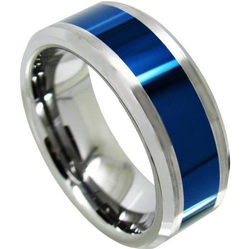 Platinum Engagement Rings Platinum White Blue Tungsten Carbide Polished Shiny Ring