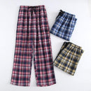 Plus Size Cotton Plaid Men Sleep Bottoms Comfort Pajama Simple Loose Sleepwear Pants Pijamas Male Sheer Pyjama Trouser Homewear AExp