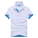 Plus Size M-3XL Brand New men's polo shirt men short sleeve cotton shirt jerseys polo shirts-Black Lake blue-XL-JadeMoghul Inc.