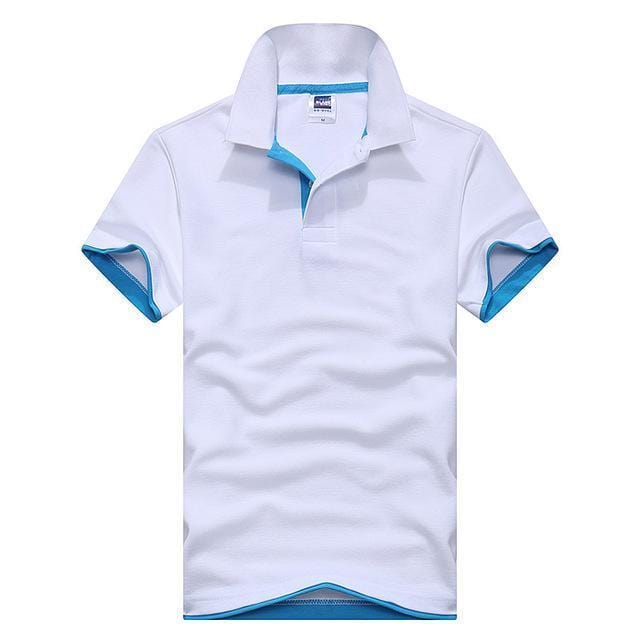 Plus Size M-3XL Brand New men's polo shirt men short sleeve cotton shirt jerseys polo shirts-White Lake blue-XL-JadeMoghul Inc.