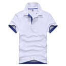 Plus Size M-3XL Brand New men's polo shirt men short sleeve cotton shirt jerseys polo shirts-White Sapphire blue-XL-JadeMoghul Inc.
