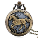 Pocket Watch Free Shipping Bronze Copper Horse Hollow Quartz Watch Clock Hour Fob With Chain Pendant Womens Men Xmas GIfts P907--JadeMoghul Inc.
