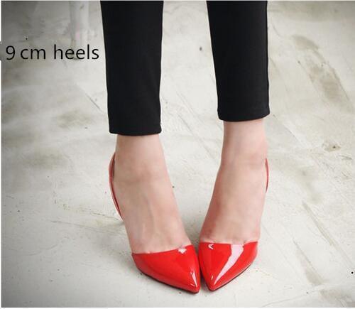 Point Toe Leathtr High Heels-red 9 cm heels-5-JadeMoghul Inc.