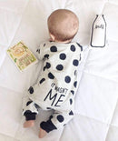 Polka Dot "It Was'nt me " Print Body Suit-Dark Grey-3M-JadeMoghul Inc.