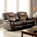 Pollux Reclinig Love Seat in Dark Brown and Light Brown-Loveseats-Brown-Leather-JadeMoghul Inc.