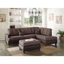 Polyfiber 3 Pieces Sectional Set In Choco Brown-Sectional Sofas-Brown-Polyfiber Pine Wood Particle Board Wooden Leg-JadeMoghul Inc.