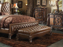 Polyurethane Wood Bench, Antiqued Brown-Accent and Storage Benches-Brown PU &Cherry Oak-PUFrame: Aspen Wood Poplar Wood & Ply PolyResin-JadeMoghul Inc.