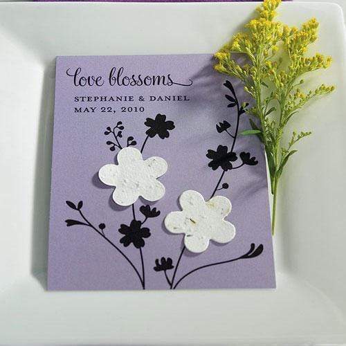 Seed Paper Love Blossoms Personalized Favor Card Aqua Blue (Pack of 12)