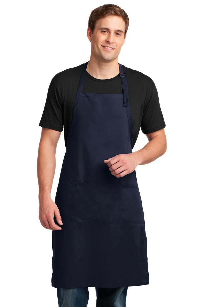 Port Authority Easy Care Extra Long Bib Apron with Stain Release. A700-General Accessories-Navy-OSFA-JadeMoghul Inc.