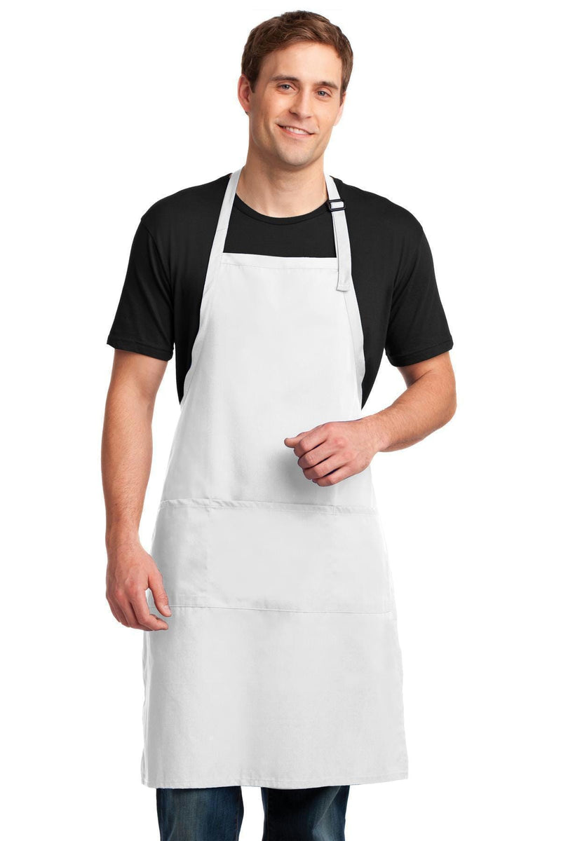 Port Authority Easy Care Extra Long Bib Apron with Stain Release. A700-General Accessories-White-OSFA-JadeMoghul Inc.