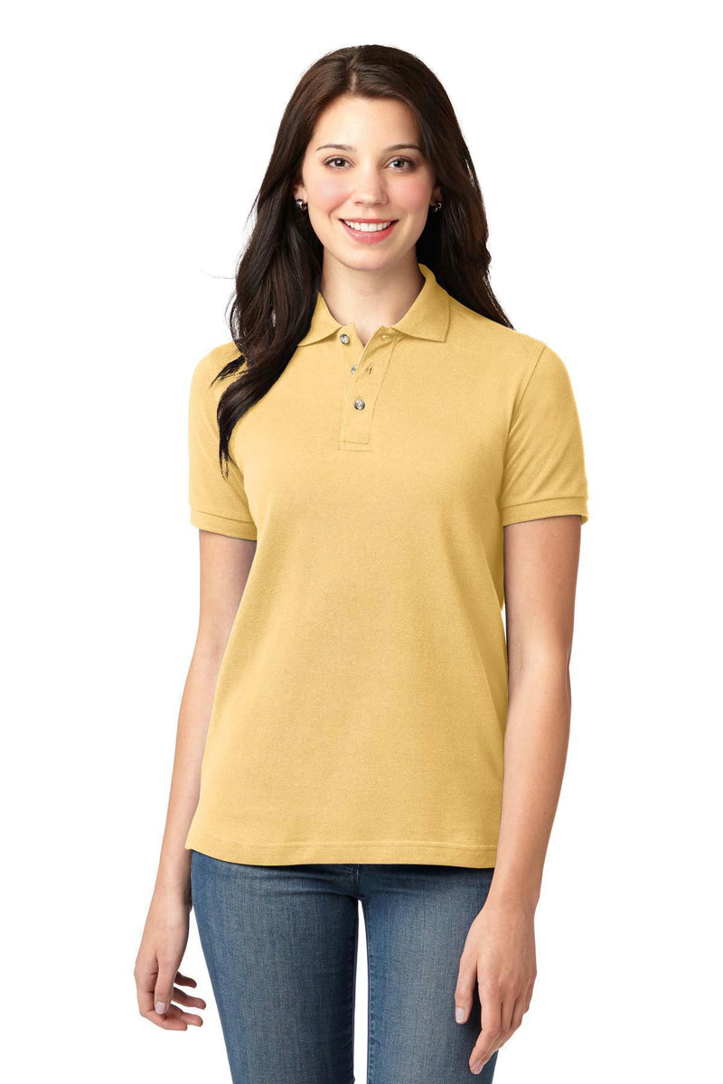 Port Authority Ladies Heavyweight Cotton Pique Polo. L420-Polos/knits-Yellow-L-JadeMoghul Inc.
