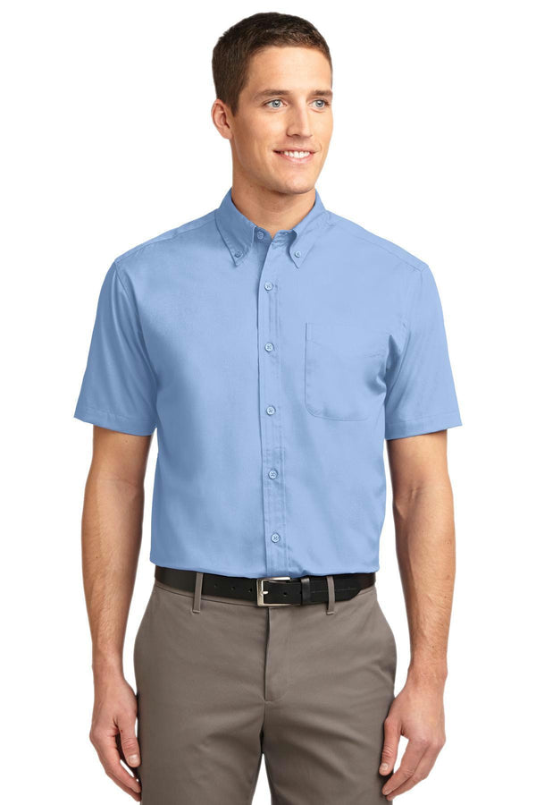 Port Authority Tall Short Sleeve Easy Care Shirt. TLS508-Woven Shirts-Light Blue/ Light Stone-4XLT-JadeMoghul Inc.