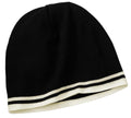 Port & Company - Fine Knit Skull Cap with Stripes. CP93-Caps-Black/Natural-OSFA-JadeMoghul Inc.
