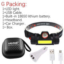 Portable Mini flashlight lantern Q5+COB led Headlamp + 1 * Built-in 18650 Battery Outdoor camping headlight AExp