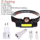 Portable Mini flashlight lantern Q5+COB led Headlamp + 1 * Built-in 18650 Battery Outdoor camping headlight AExp