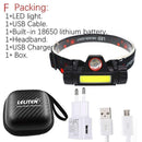 Portable Mini flashlight lantern Q5+COB led Headlamp + 1 * Built-in 18650 Battery Outdoor camping headlight AExp