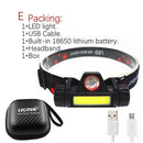 Portable Mini flashlight lantern Q5+COB led Headlamp + 1 * Built-in 18650 Battery Outdoor camping headlight AExp