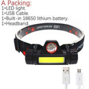 Portable Mini flashlight lantern Q5+COB led Headlamp + 1 * Built-in 18650 Battery Outdoor camping headlight AExp