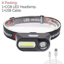 Portable mini XPE+COB LED Headlamp USB Rechargeable Camping Head lamp Fishing headlight flashlight torch JadeMoghul Inc.