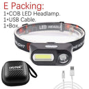 Portable mini XPE+COB LED Headlamp USB Rechargeable Camping Head lamp Fishing headlight flashlight torch JadeMoghul Inc.