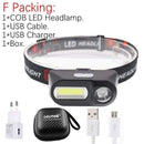 Portable mini XPE+COB LED Headlamp USB Rechargeable Camping Head lamp Fishing headlight flashlight torch JadeMoghul Inc.