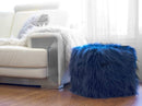 Poufs Floor Pouf - 16" x 17" x 5" Ink Sheepskin Faux Fur Pouf HomeRoots