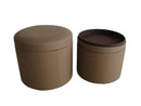 Poufs Pouf Ottoman - 1" x 19" x 19" Tan, Canvas, Round, Storage - Ottoman HomeRoots