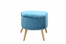 Poufs Pouf Ottoman - 22" X 21" X 20" Teal Velvet Ottoman HomeRoots