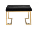 Poufs Pouf Ottoman - 24" X 16" X 18" Black Fabric And Champagne Ottoman HomeRoots