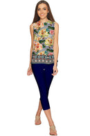 Prima Donna Emily Grey Roses Print Designer Top - Women-Prima Donna-XS-Grey/Pink/Creme-JadeMoghul Inc.