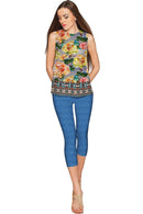 Prima Donna Prima Donna Emily Grey Roses Print Designer Top - Women Emily Sleeveless Top