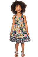 Prima Donna Prima Donna Sanibel Fit & Flare Grey Floral Dress - Girls Sanibel Empire Waist Dress