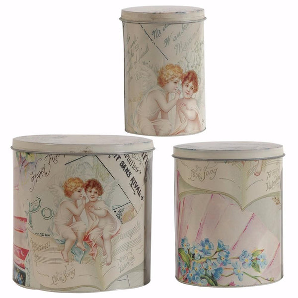 Printed decorative Tin Boxes - Set of 3-Decorative Boxes-Multicolor-METAL-JadeMoghul Inc.