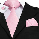 Elegant Men Silk Peach / Peach Tie And Cufflinks Set