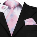 Elegant Men Silk Peach / Peach Tie And Cufflinks Set