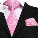 Elegant Men Silk Peach / Peach Tie And Cufflinks Set