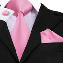 Elegant Men Silk Peach / Peach Tie And Cufflinks Set