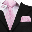 Elegant Men Silk Peach / Peach Tie And Cufflinks Set