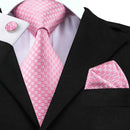 Elegant Men Silk Peach / Peach Tie And Cufflinks Set