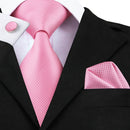 Elegant Men Silk Peach / Peach Tie And Cufflinks Set