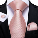 Elegant Men Silk Peach / Peach Tie And Cufflinks Set