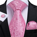 Elegant Men Silk Peach / Peach Tie And Cufflinks Set