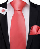 Elegant Men Silk Peach / Peach Tie And Cufflinks Set