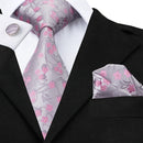 Elegant Men Silk Peach / Peach Tie And Cufflinks Set